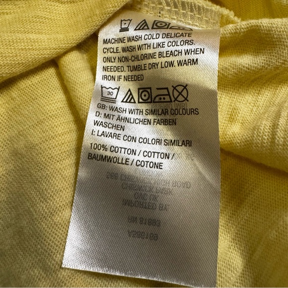 Studio Park Yellow Long Sleeve Asymmetrical Hem Cotton Shirt Size XS Slub Knit - Picture 4 of 9